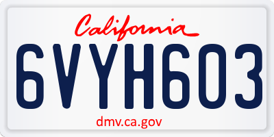 CA license plate 6VYH603