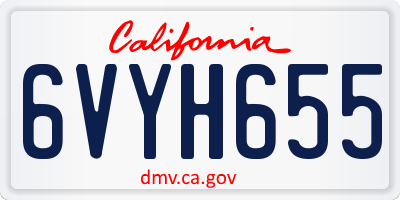 CA license plate 6VYH655