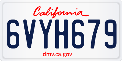 CA license plate 6VYH679
