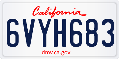 CA license plate 6VYH683