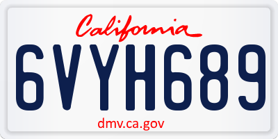 CA license plate 6VYH689