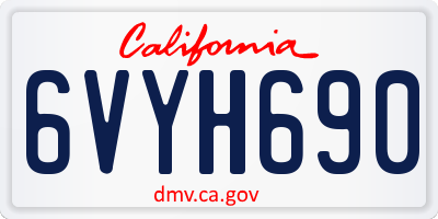 CA license plate 6VYH690