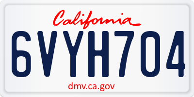 CA license plate 6VYH704