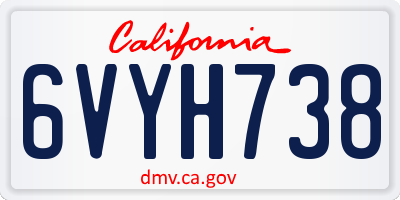CA license plate 6VYH738