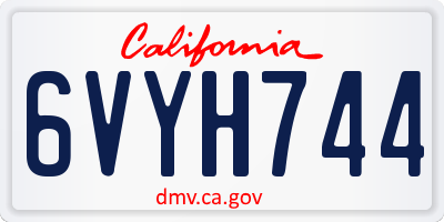 CA license plate 6VYH744