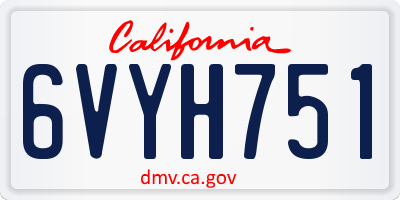 CA license plate 6VYH751