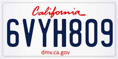 CA license plate 6VYH809