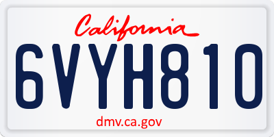 CA license plate 6VYH810