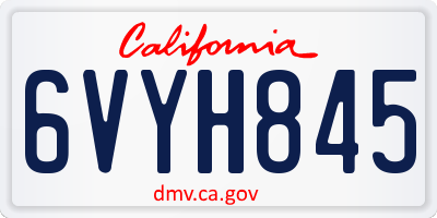 CA license plate 6VYH845