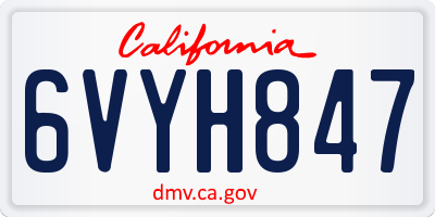 CA license plate 6VYH847