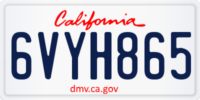 CA license plate 6VYH865