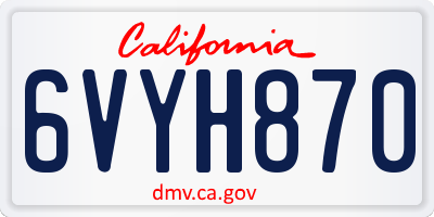 CA license plate 6VYH870