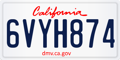 CA license plate 6VYH874