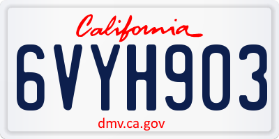 CA license plate 6VYH903