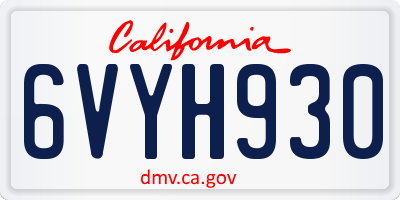 CA license plate 6VYH930