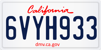 CA license plate 6VYH933