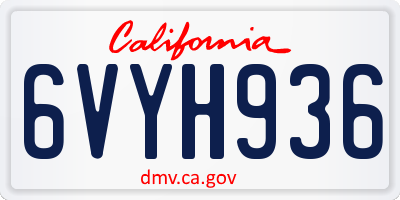 CA license plate 6VYH936