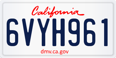 CA license plate 6VYH961