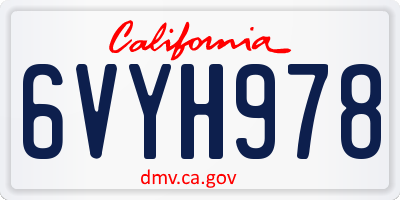 CA license plate 6VYH978
