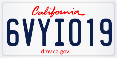 CA license plate 6VYI019