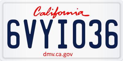 CA license plate 6VYI036