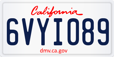 CA license plate 6VYI089