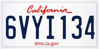 CA license plate 6VYI134
