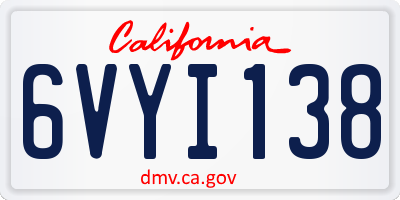 CA license plate 6VYI138