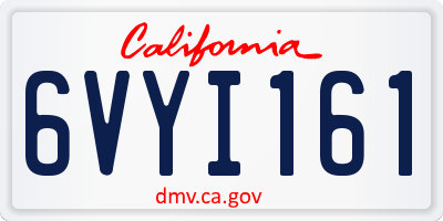 CA license plate 6VYI161