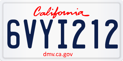 CA license plate 6VYI212