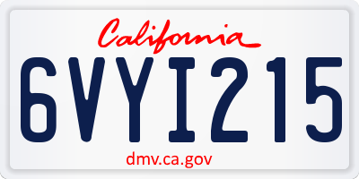 CA license plate 6VYI215