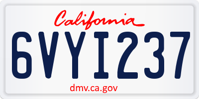CA license plate 6VYI237