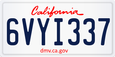 CA license plate 6VYI337
