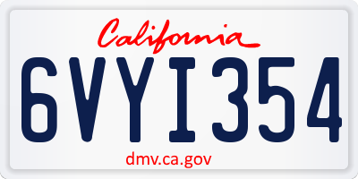 CA license plate 6VYI354