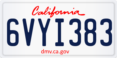 CA license plate 6VYI383