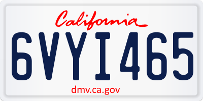 CA license plate 6VYI465