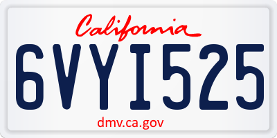 CA license plate 6VYI525