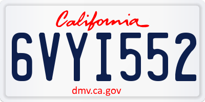 CA license plate 6VYI552