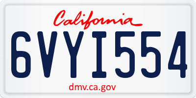 CA license plate 6VYI554