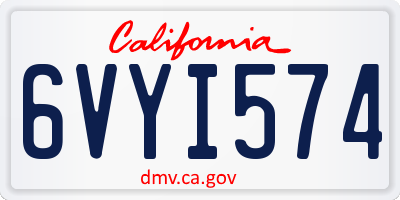 CA license plate 6VYI574