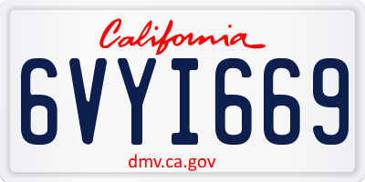 CA license plate 6VYI669
