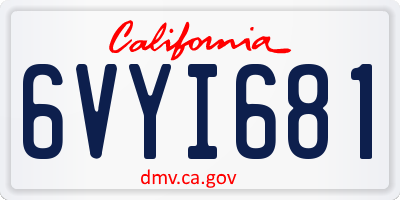 CA license plate 6VYI681