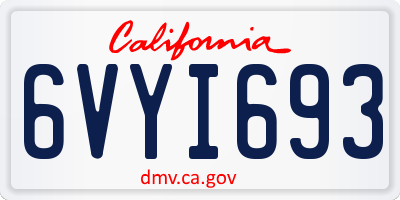 CA license plate 6VYI693