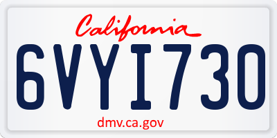 CA license plate 6VYI730