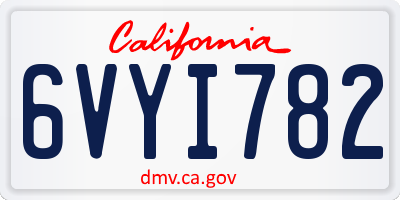 CA license plate 6VYI782