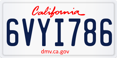 CA license plate 6VYI786