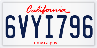 CA license plate 6VYI796