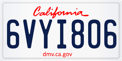 CA license plate 6VYI806