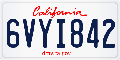 CA license plate 6VYI842