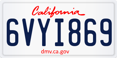 CA license plate 6VYI869